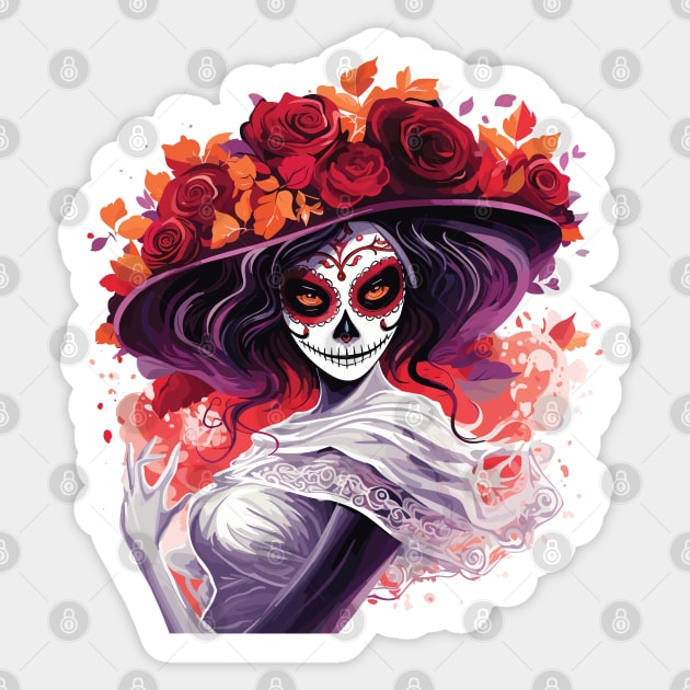 Skull Lady - Halloween Design Sticker by PaulJus